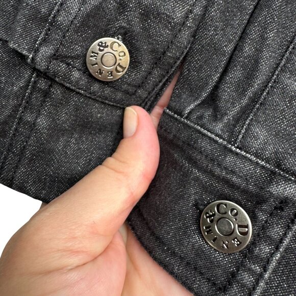 Denim & Co Womens Floral Embroidered Charcoal Gray Button-Up Denim Jacket New S - Picture 6 of 9